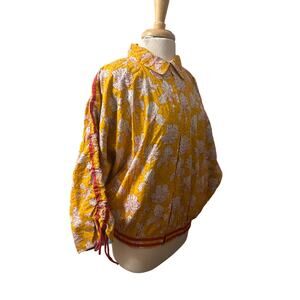 NWT Women M Pinklay Corbett Kantha Embroidered Block Printed Bomber Jacket Coat